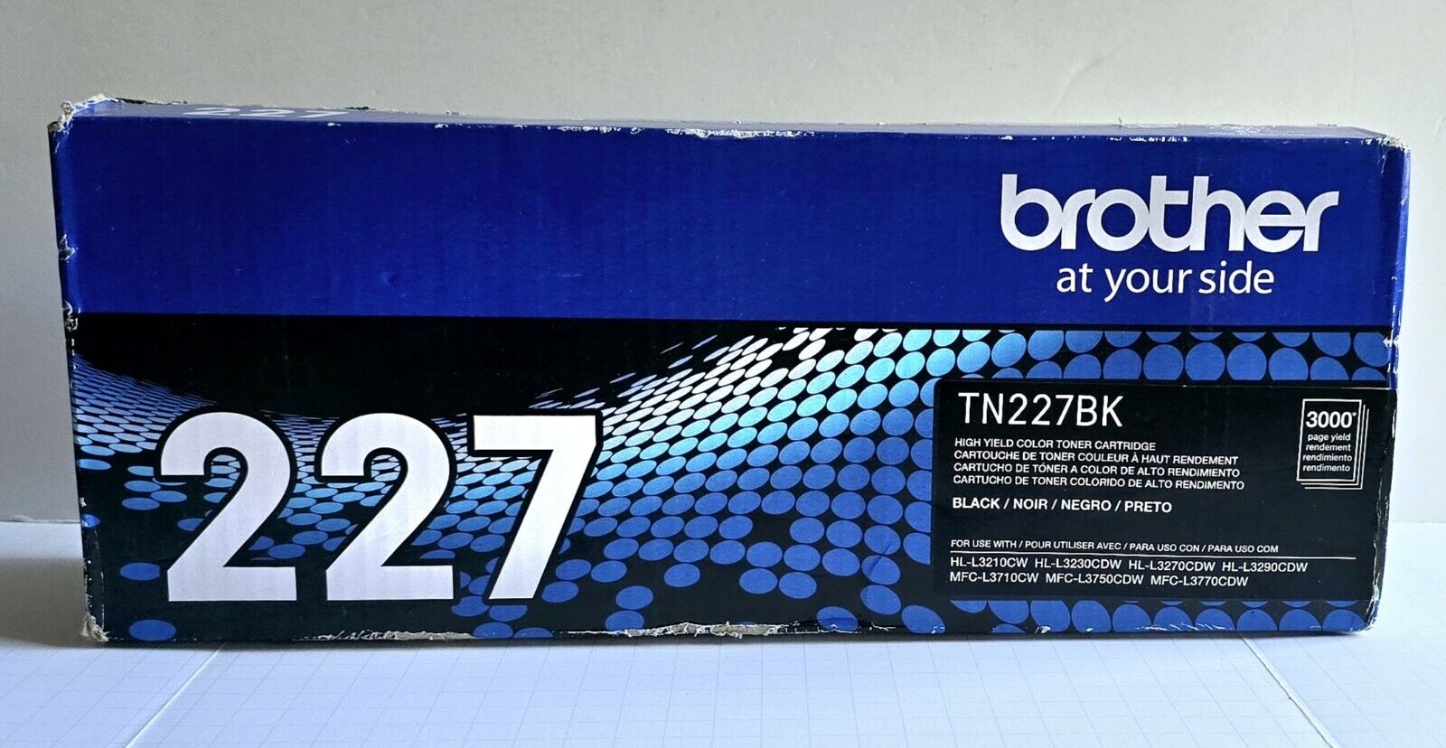 Brother TN227BK Genuine High Yield Black Toner Cartridge 227 NEW Dented Box