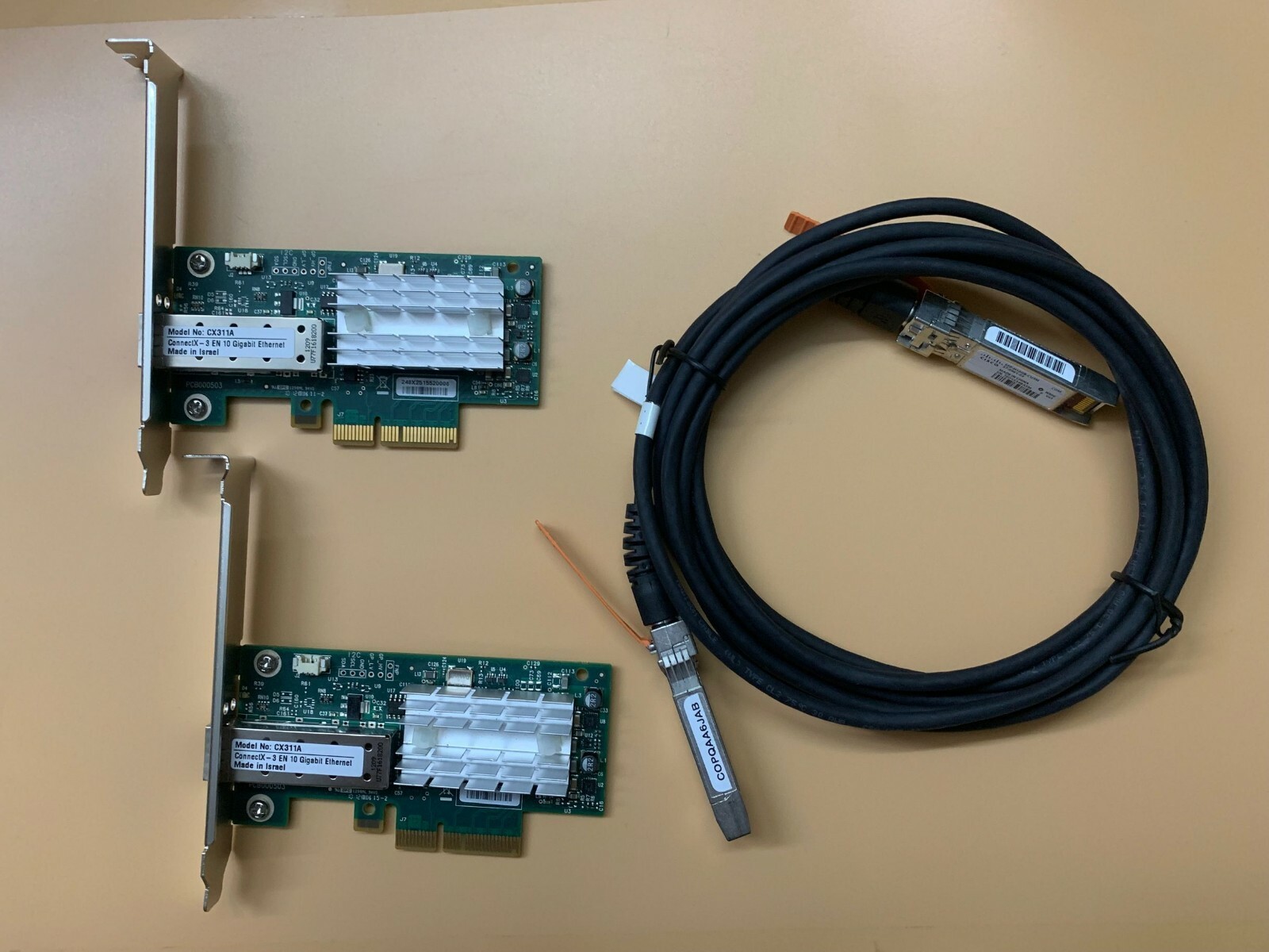 2x Mellanox MCX311A-XCAT CX311A ConnectX-3 EN Network Card 10GbE SFP+ cable