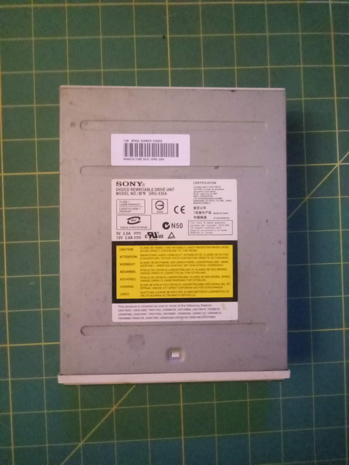 SONY DVD/CD Rewritable Drive Unit DRU-530A IDE Used