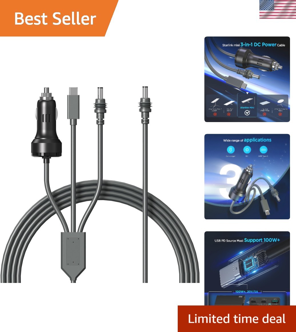 16.4FT Waterproof 3 in 1 Cable for Starlink Mini - Plug and Play Convenience