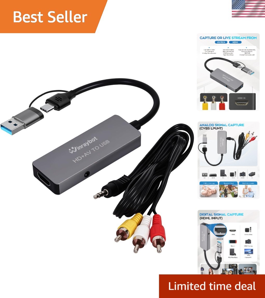 All-in-One Video Capture Solution: VHS, RCA, HDMI - Perfect for Streaming