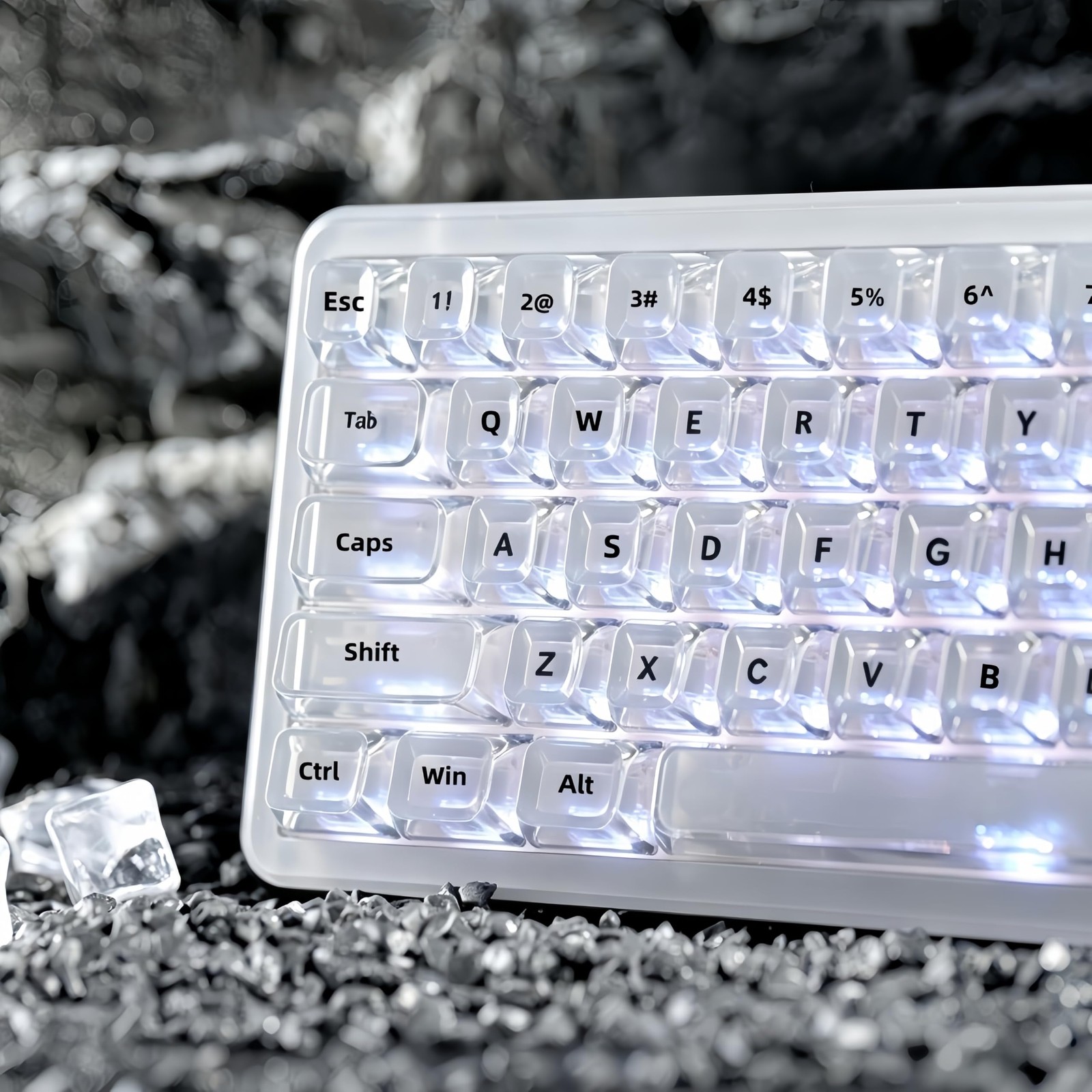 126Key ASA Profile Glossy Translucent White Jelly Clear Keycaps Set MX