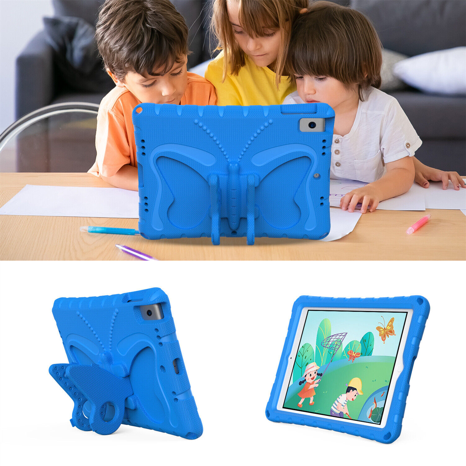 Butterfly Kids Shockproof Case For iPad 6 7 8 9 10th 10.9 Air Mini 1 2 3 4 5 Pro