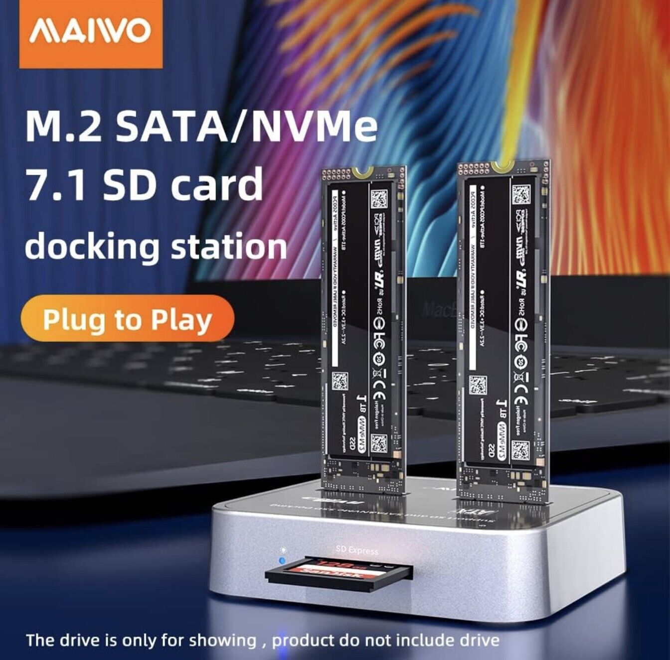 MAIWO K3016SD 2 Bay M.2 NVMe SATA Dual Protocol Docking Station,USB3.1 GEN2 SSD