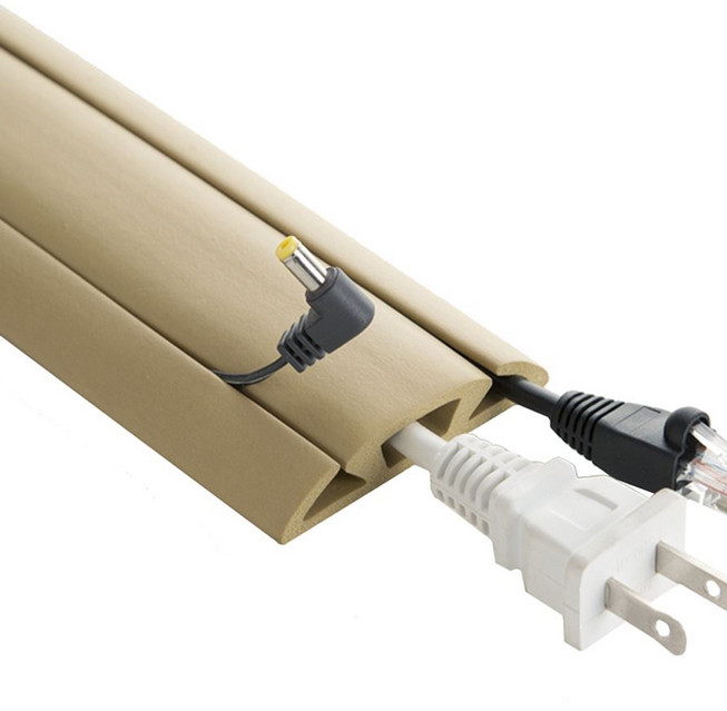 UT Wire 3-Channel Cord Protector & Concealer for Floor - 5FT - Beige