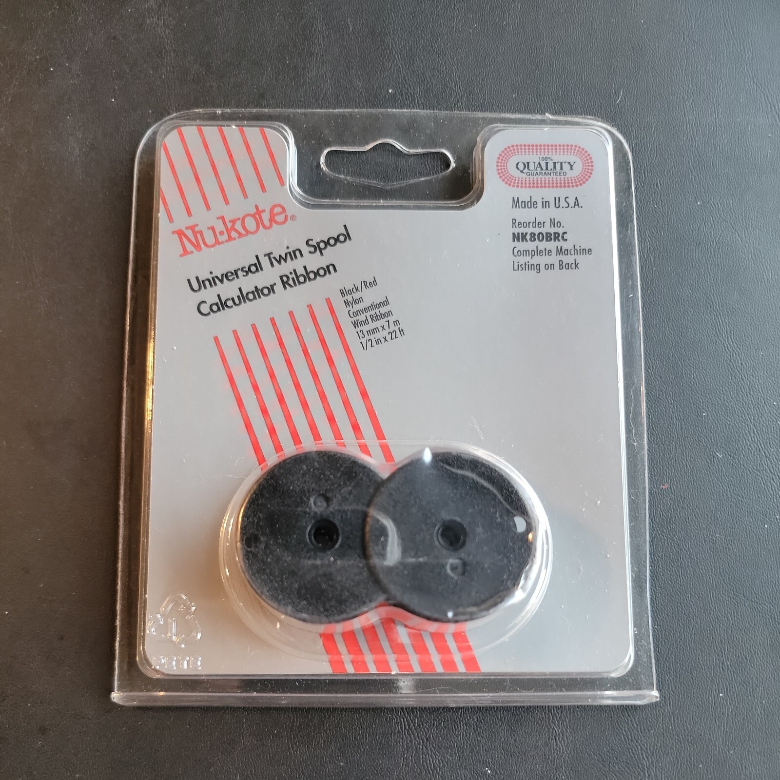 Nu-kote Universal Twin Spool Calculator Ribbon NK80BRC Black Red