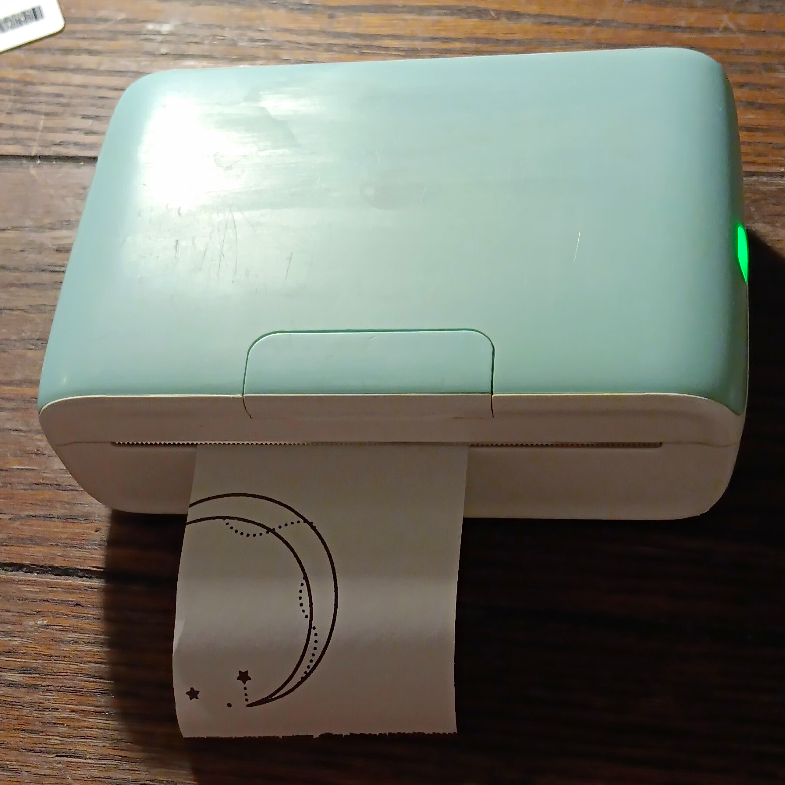 Portable Mini Thermal Label Printer Mint Green, Black & White Prints on Paper