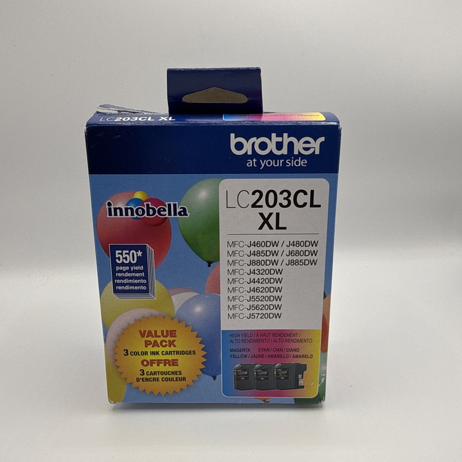Brother LC203CL XL 3-Pack Color Ink Cartridges Magenta Cyan Yellow Exp 03/2027
