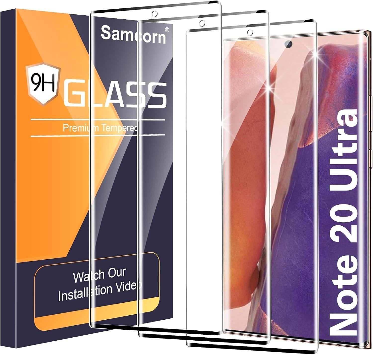 3 Pack Galaxy Note 20 Ultra Screen Protector, HD Clear Tempered Glass