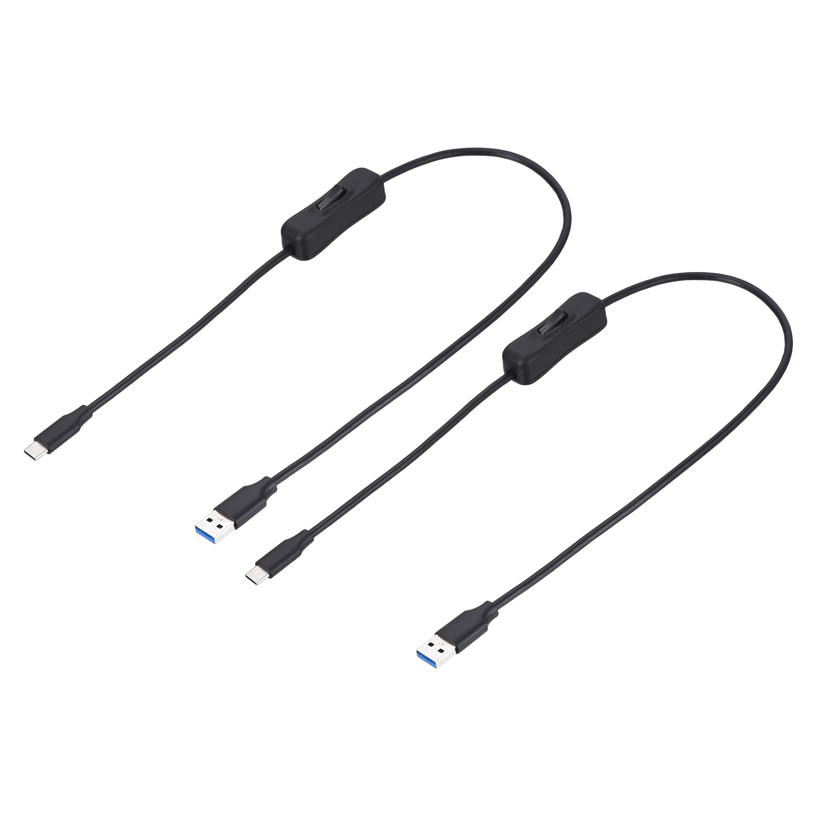 3.2ft USB 3.0 Extension Cable with Switch, 2Pcs USB A Male to Type C Male, Black