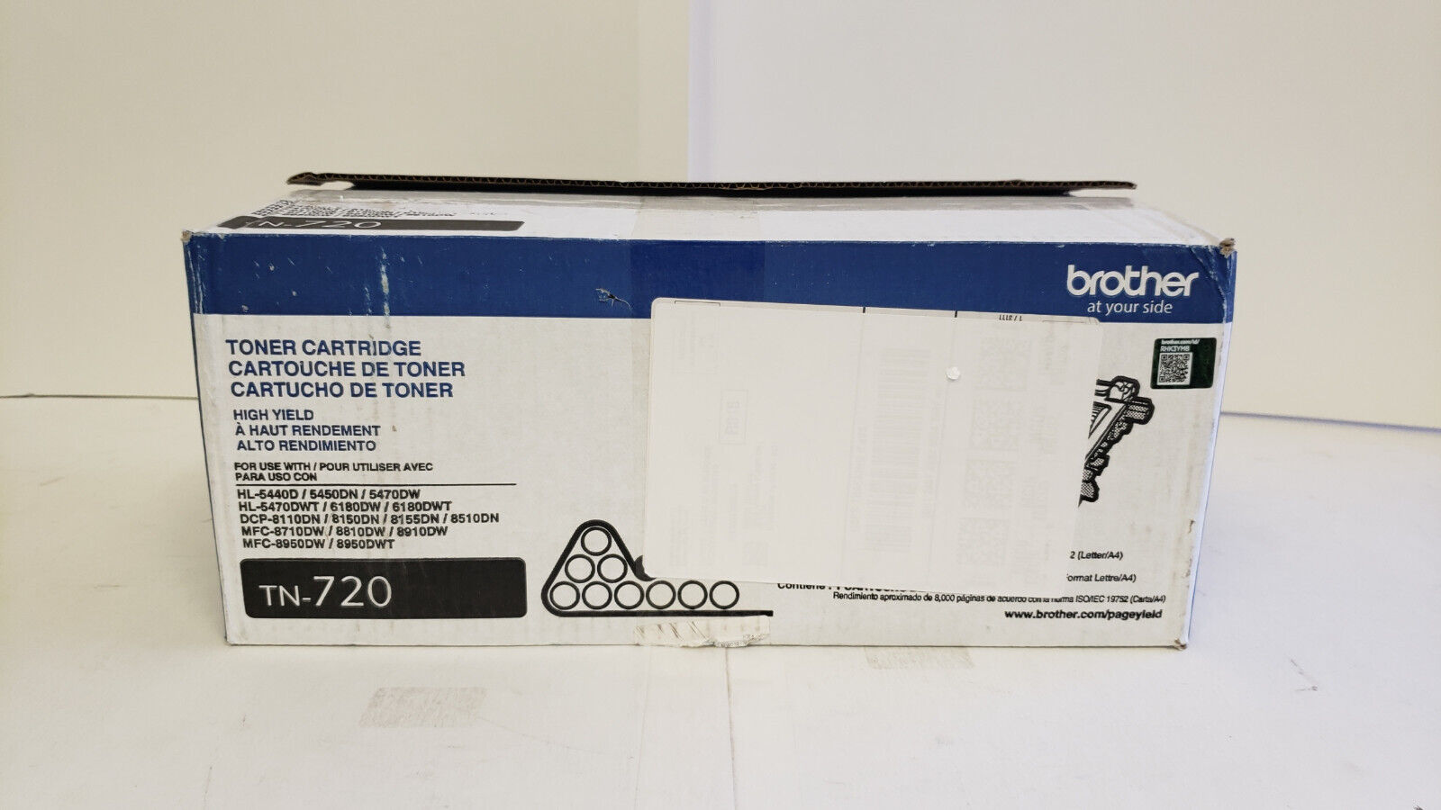 Brother TN720 TN-720 Black Toner Cartridge Genuine OEM - Factory Sealed Bag