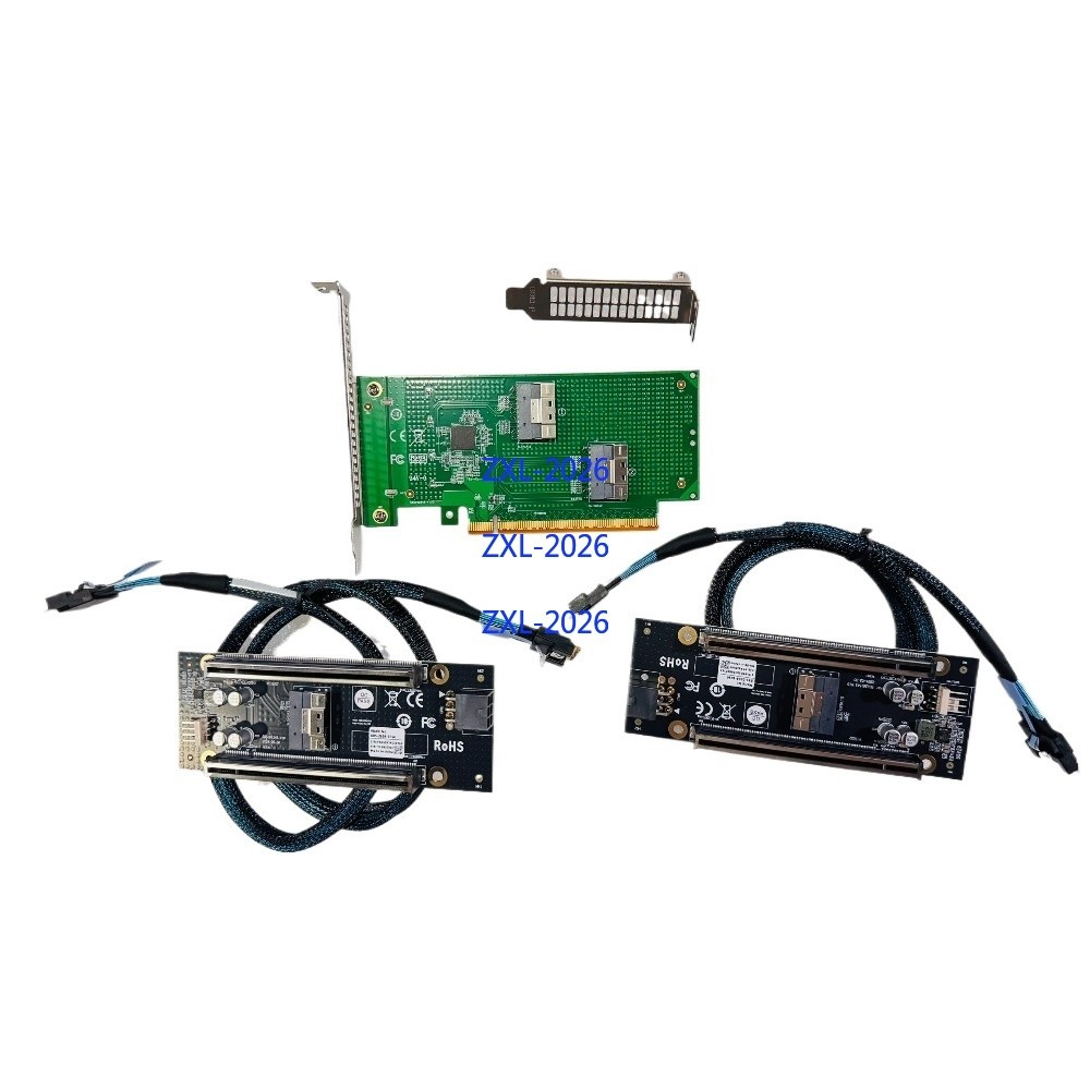 Built-in SFF-8654 SlimSAS To 4 Port PCIe X4 X4 PCIe 4.0 Slot Adapter +Cable