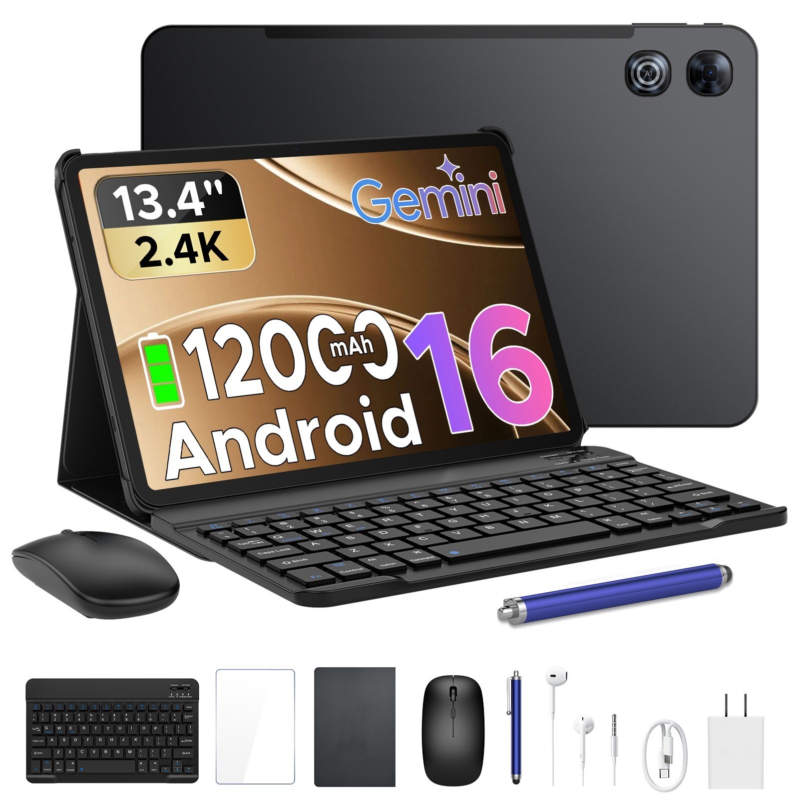 2026 POCKAM P13 Android 16 Tablet 13.4 inch Tablet 48GB+128GB 12000mAh Octa Core