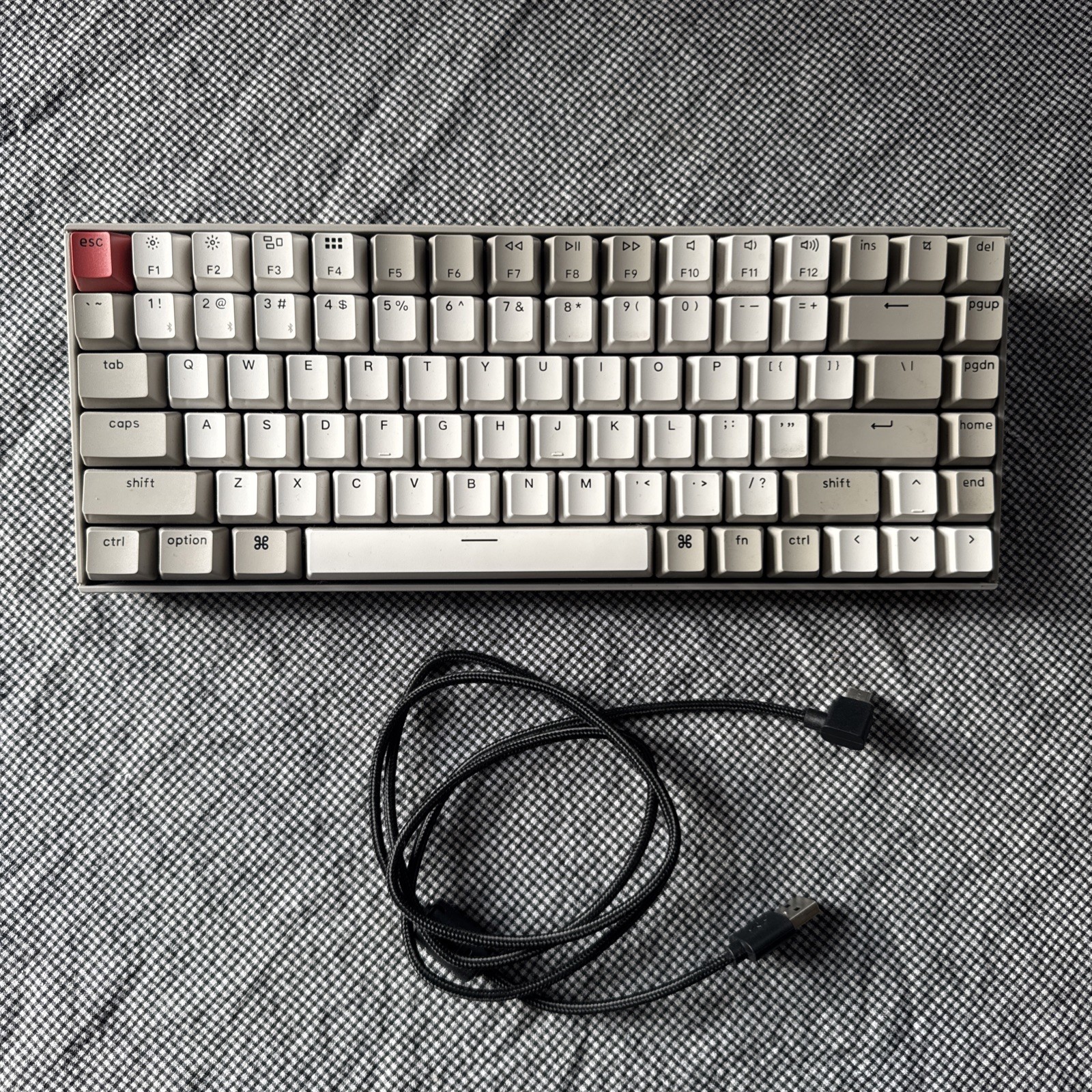 Keychron K2 TKL US Mechanical Wired Wireless Bluetooth Keyboard Tan White Red