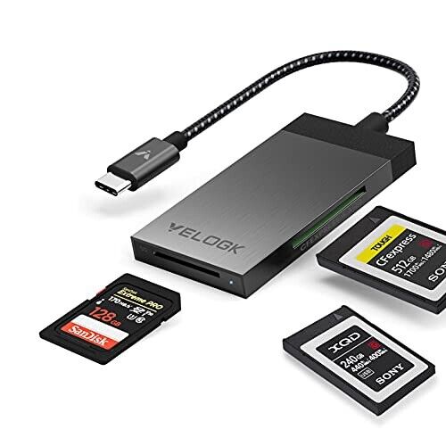 3-in-1 CFexpress/XQD/SD Card Reader USB C, VELOGK Dual-Slot USB 3.2(10Gbps)...