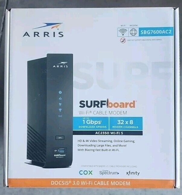 ARRIS SURFboard SBG7600AC2 DOCSIS 3.0 Cable Modem & AC2350 Dual-Band WiFi Router