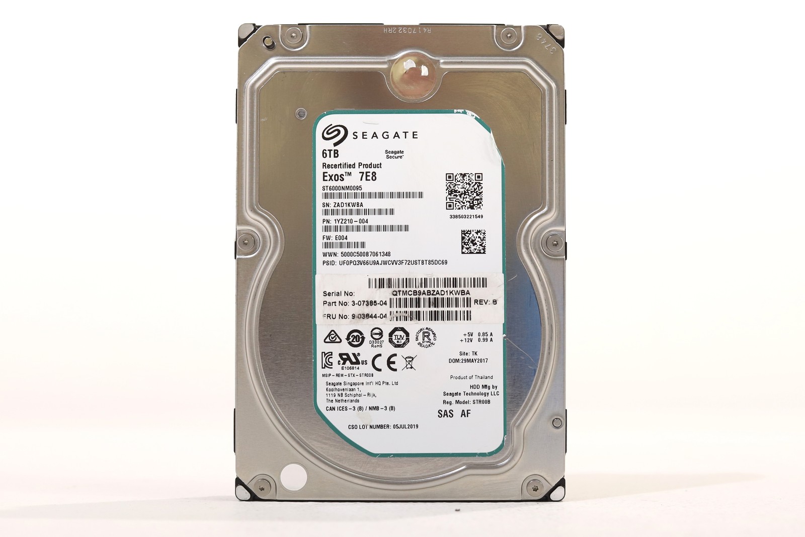 Seagate ST6000NM0095 6TB 3.5" 12Gb/s 256MB 7.2K RPM SAS HDD P/N: 1YZ210-004