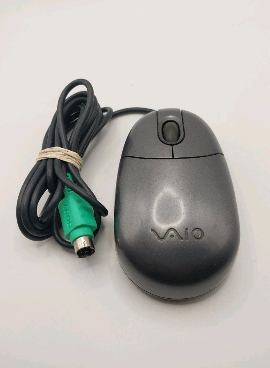 Sony VAIO 2-Button Scroll Ball Vintage Corded Optical PS/2 Mouse PCVA-MS1PL
