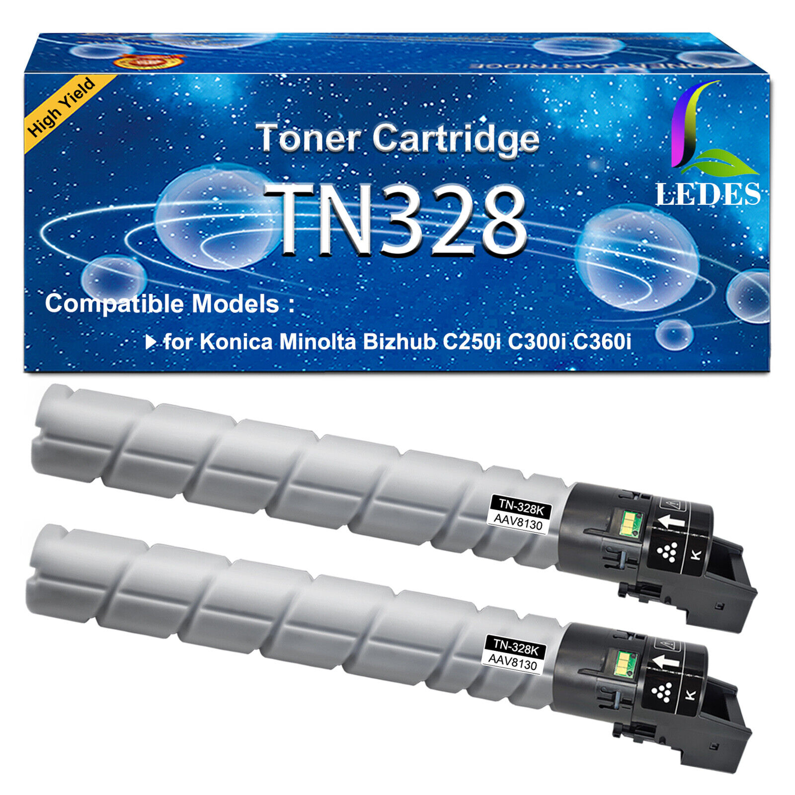 2PK TN-328K Toner Cartridge AAV8130 for Konica Minolta Bizhub C250i C300i C360i