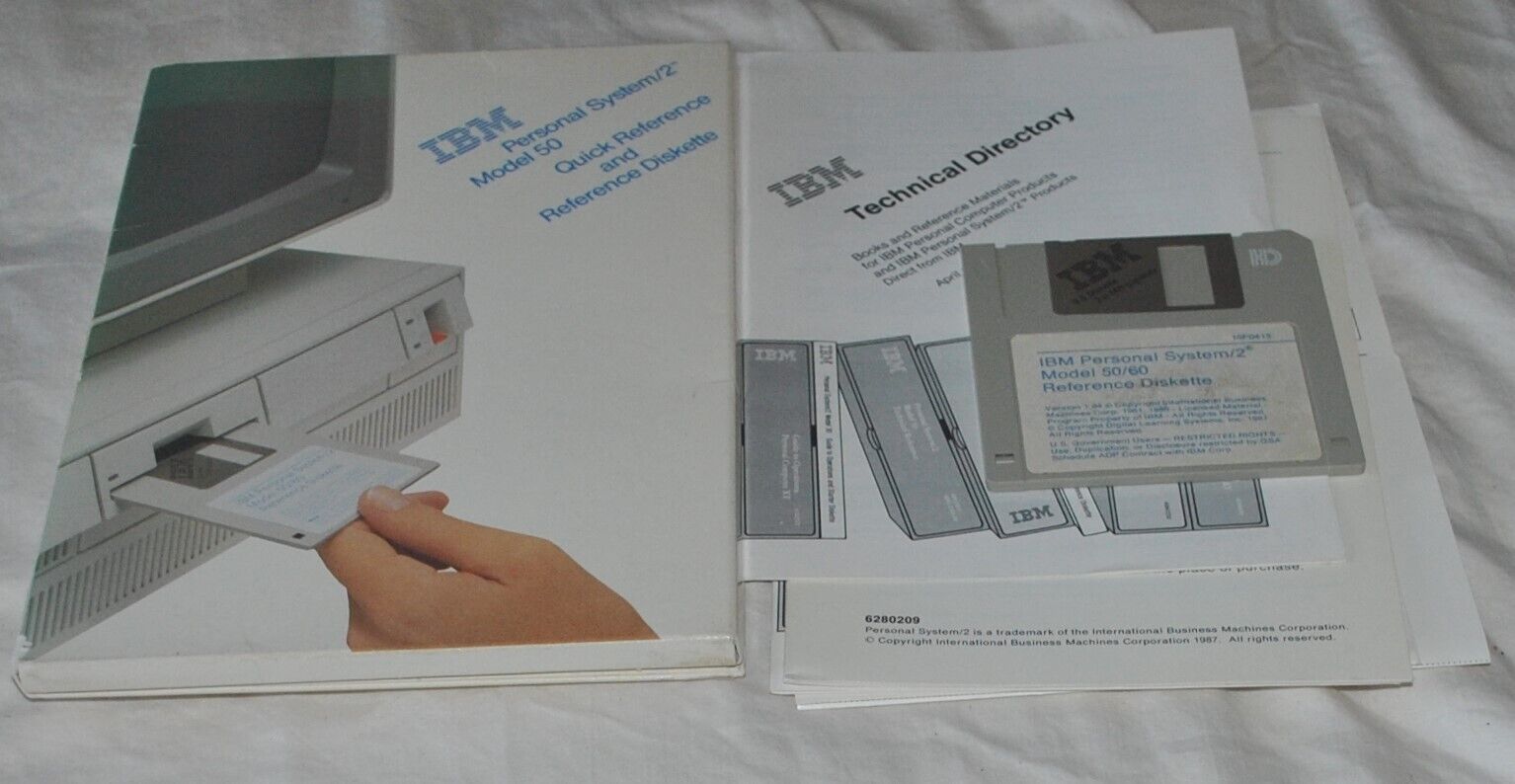 IBM Personal system/2 model 50  Quick Reference and Reference disk PS/2 vintage