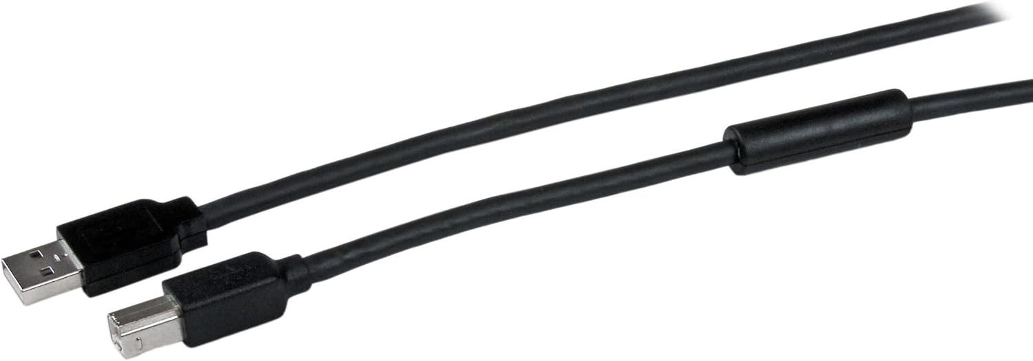 StarTech 50ft Active USB 2.0 Cable, USB-A to USB-B, Black