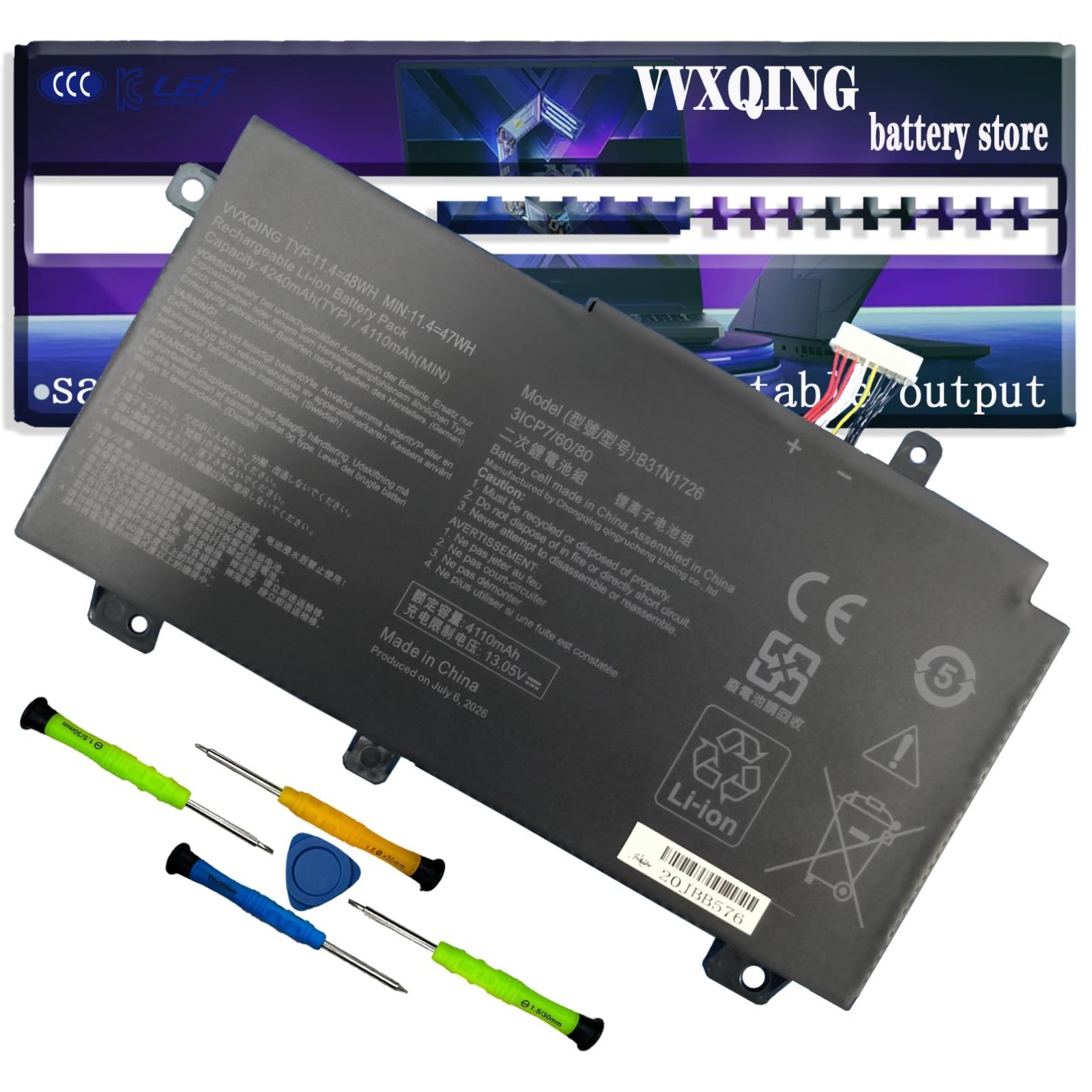 High-Capacity 15.48V Laptop Battery Replacement for ASUS ROG G15 G17 56WH 3620mA
