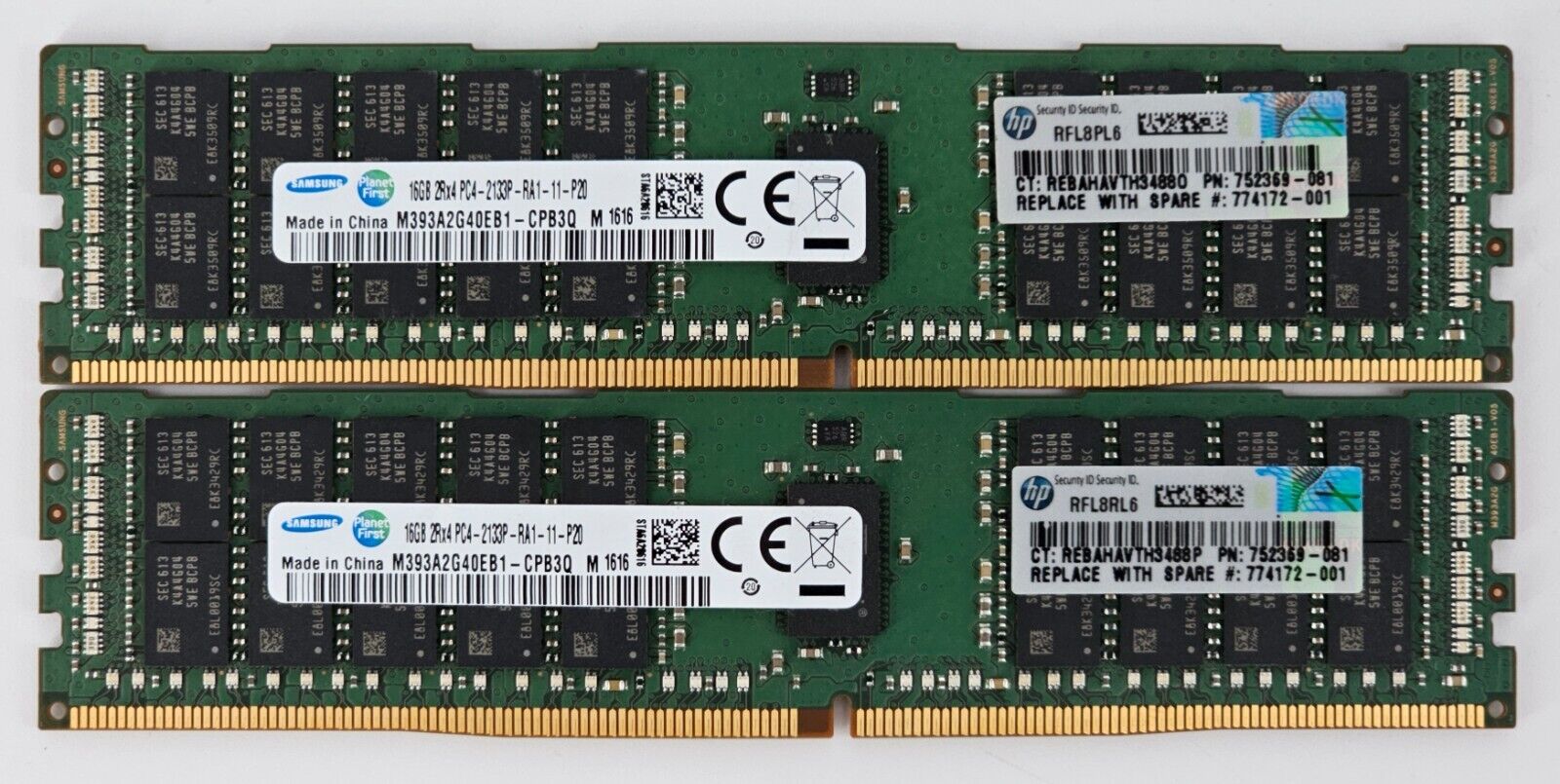 32GB (2x16GB) Samsung M393A2G40EB1-CPB3Q PC4-17000 2133MHz RDIMM Server RAM