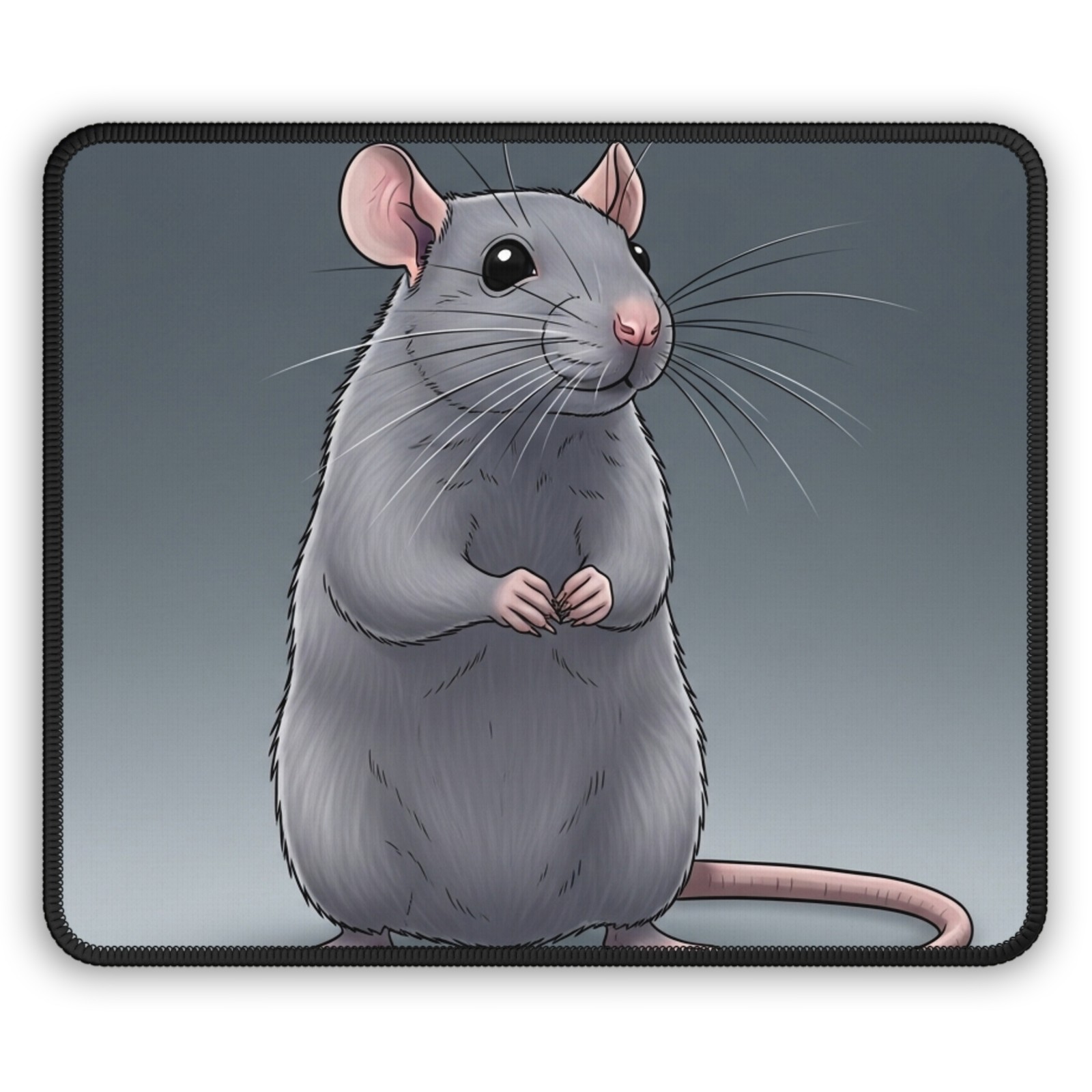 Cute Grey Rat Gaming Mouse Pad