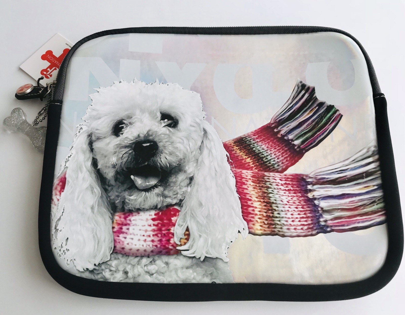 Fuzzy Nation Poodle Tablet iPad Case Protective Cover Notebook Padded Zip NWT