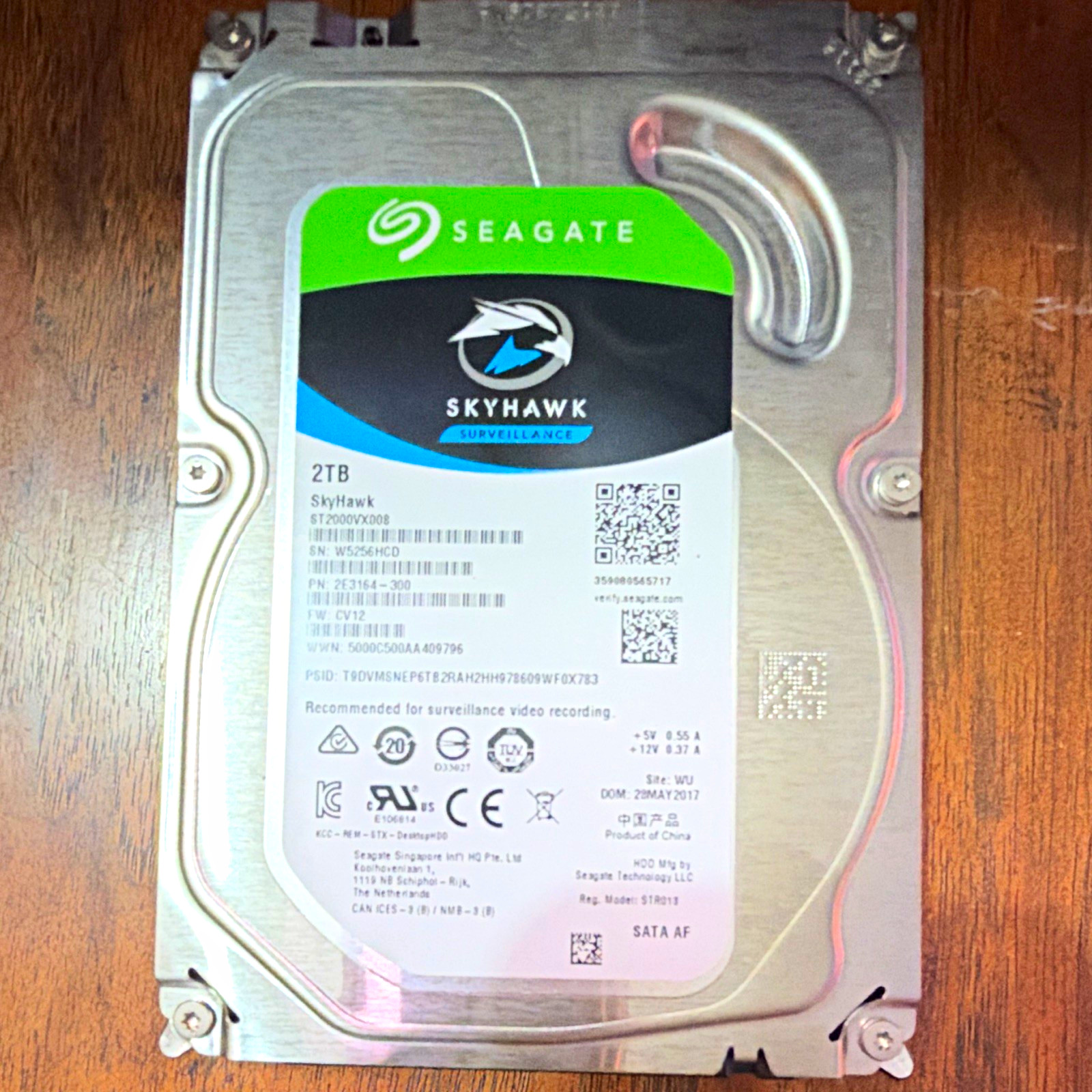 Seagate SkyHawk 2TB 3.5" SATA Internal HDD 5900RPM 64MB ST2000VX008