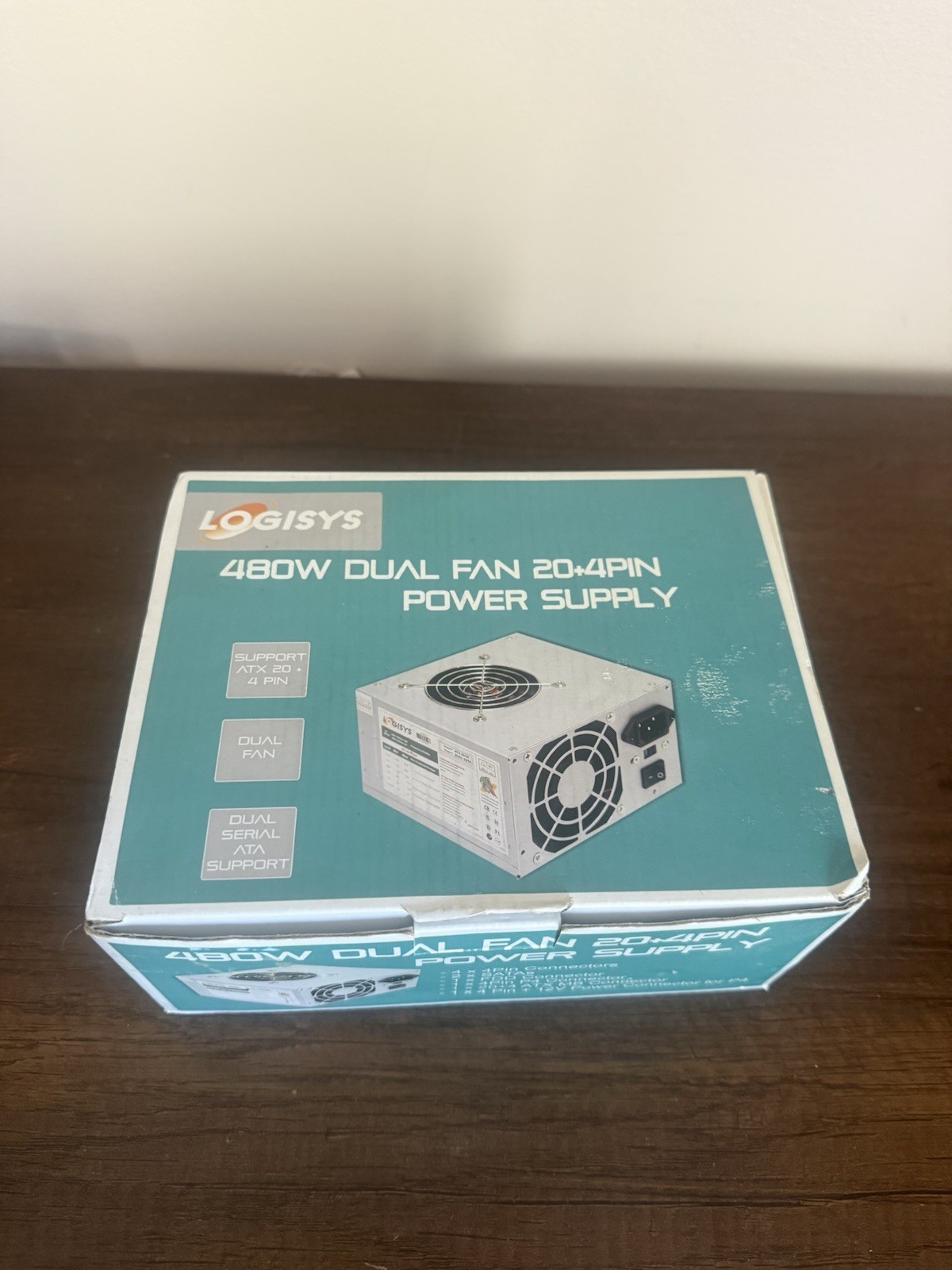 Logisys PS480D2 480W Dual Fan ATX 20+4 Pin Power Supply New Open Box