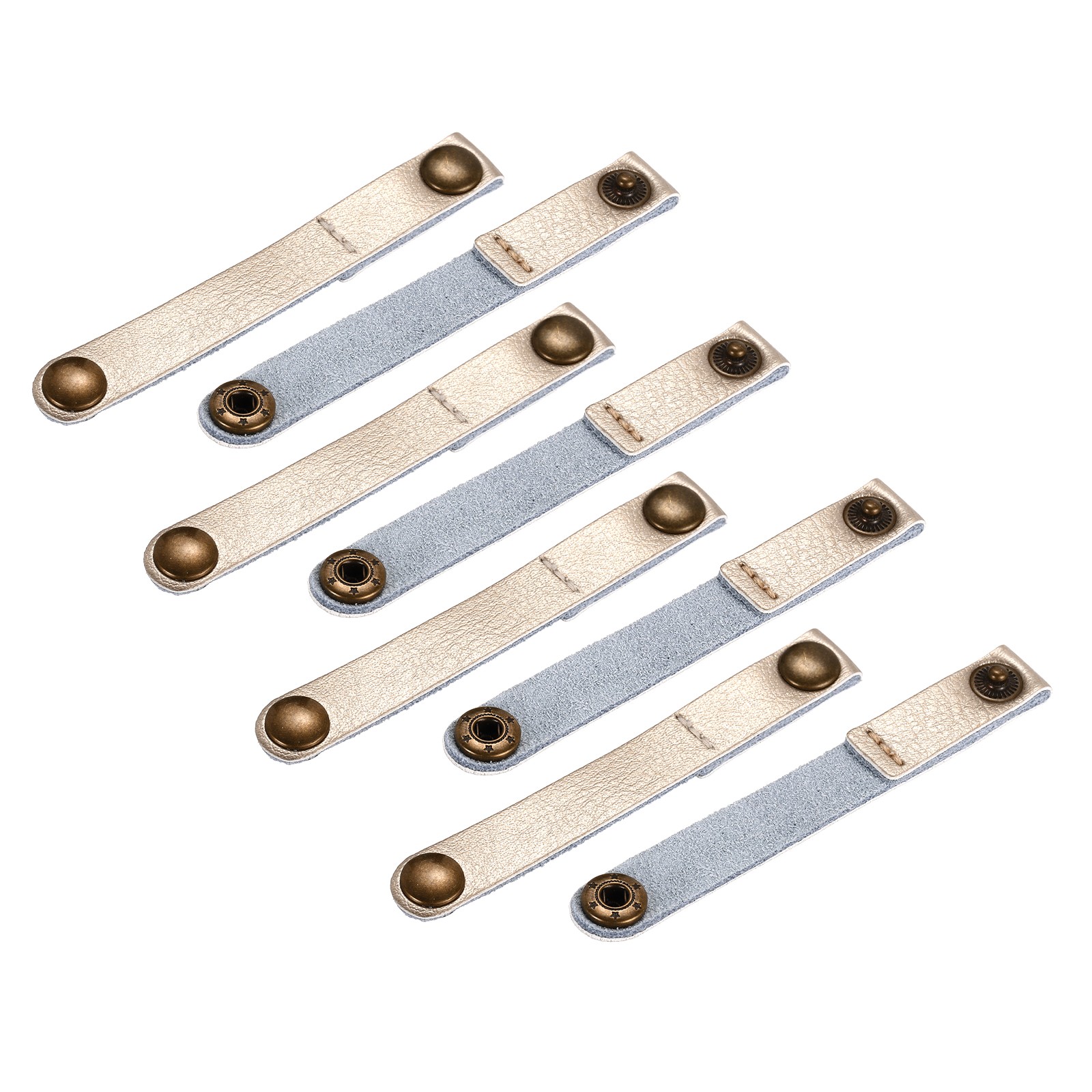 8 Pcs Leather Cable Straps Cord Organizer Golden Management