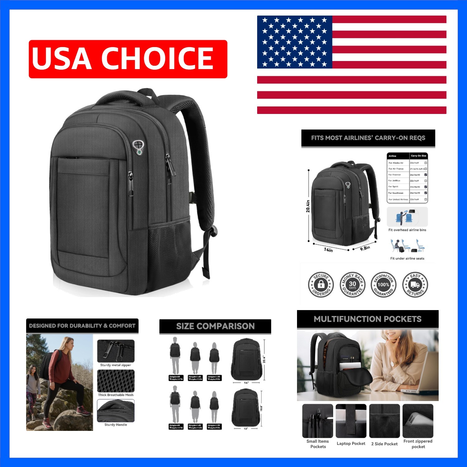 Extra Large Travel Laptop Backpack, 18.4 Inch Laptop Backpack Airline Approve...