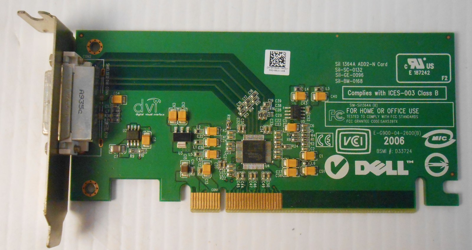 New Genuine Dell PCIe Low Profile DVI Adapter Video Card FH868 CN-0FH868