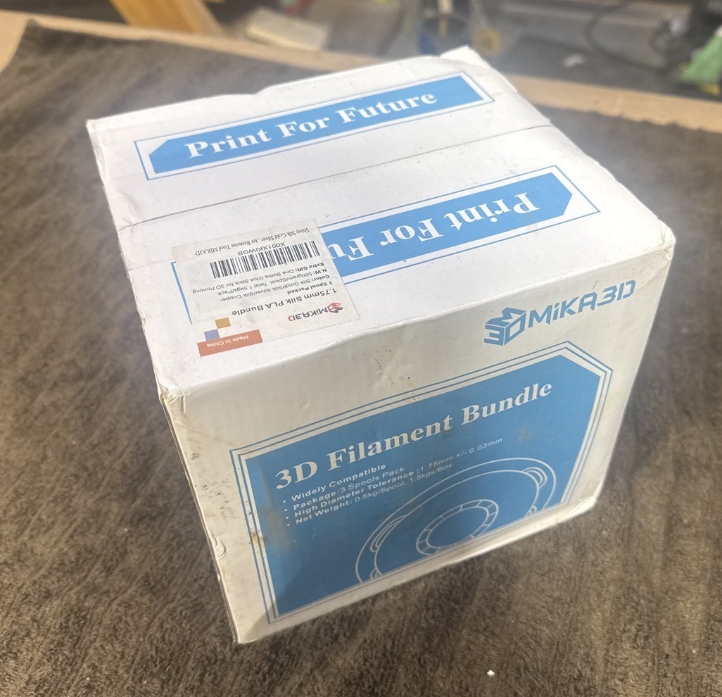 MIKA3D Silk PLA Filament Bundle 1.75mm 3 Spools Gold Silver Copper 1.5kg