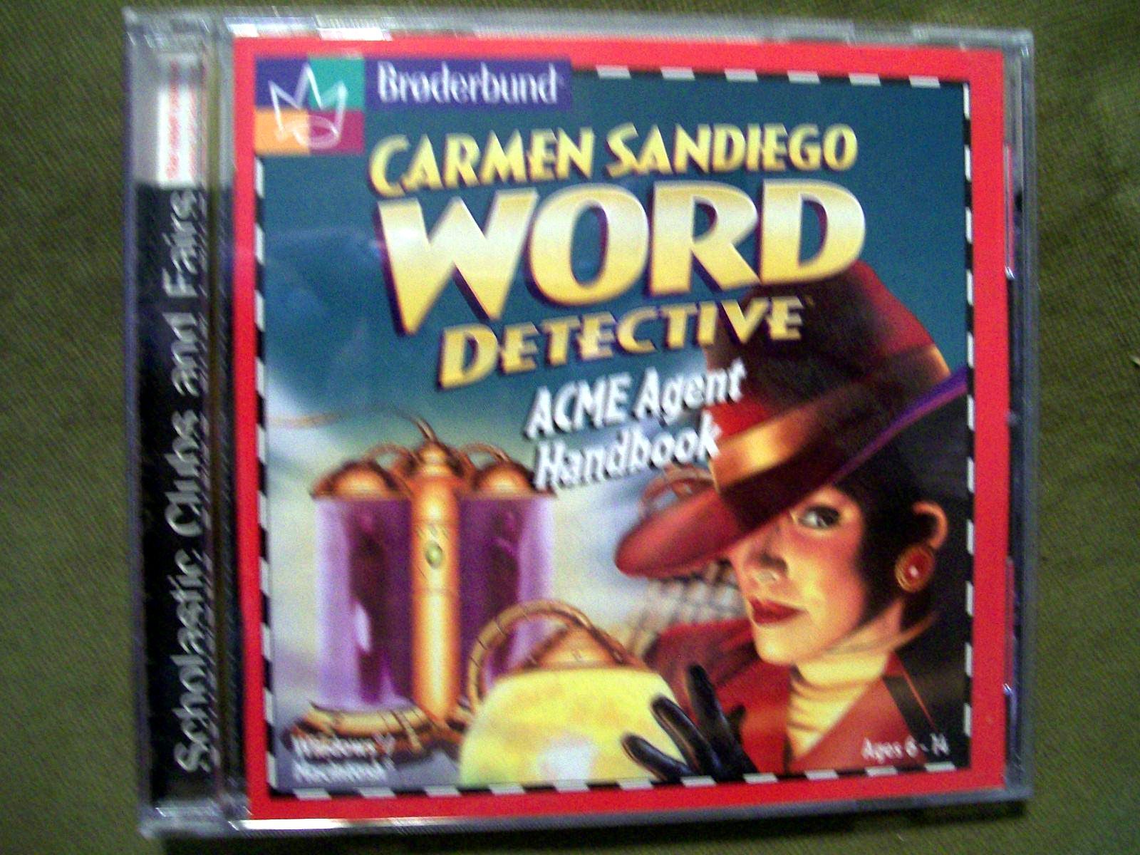 Broderbund Carmen Sandiego WORD DETECTIVE ACME Agent Handbook CD-ROM Ages 6 -14