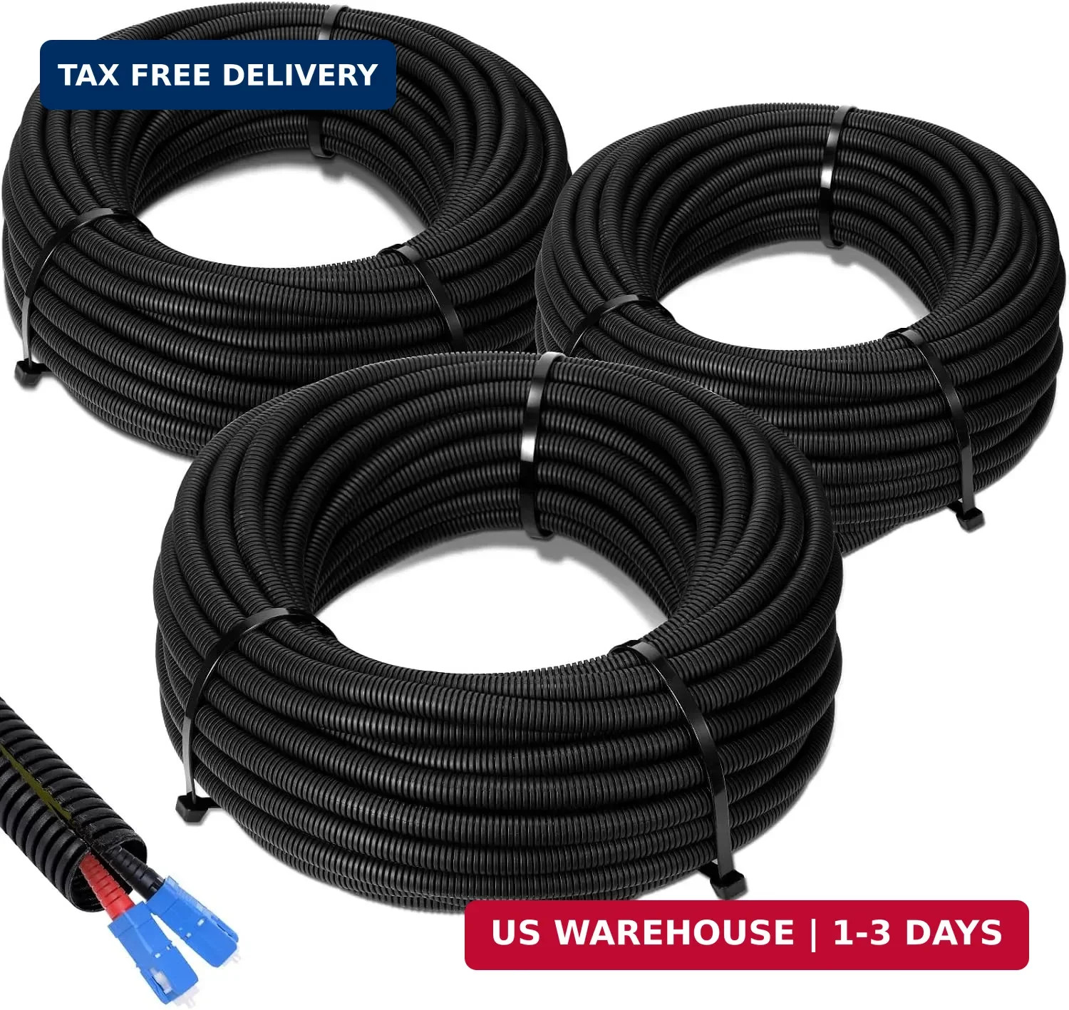 1/4", 1/2", 3/8" X 25ft Split Wire Loom Tubing, Cord Protector