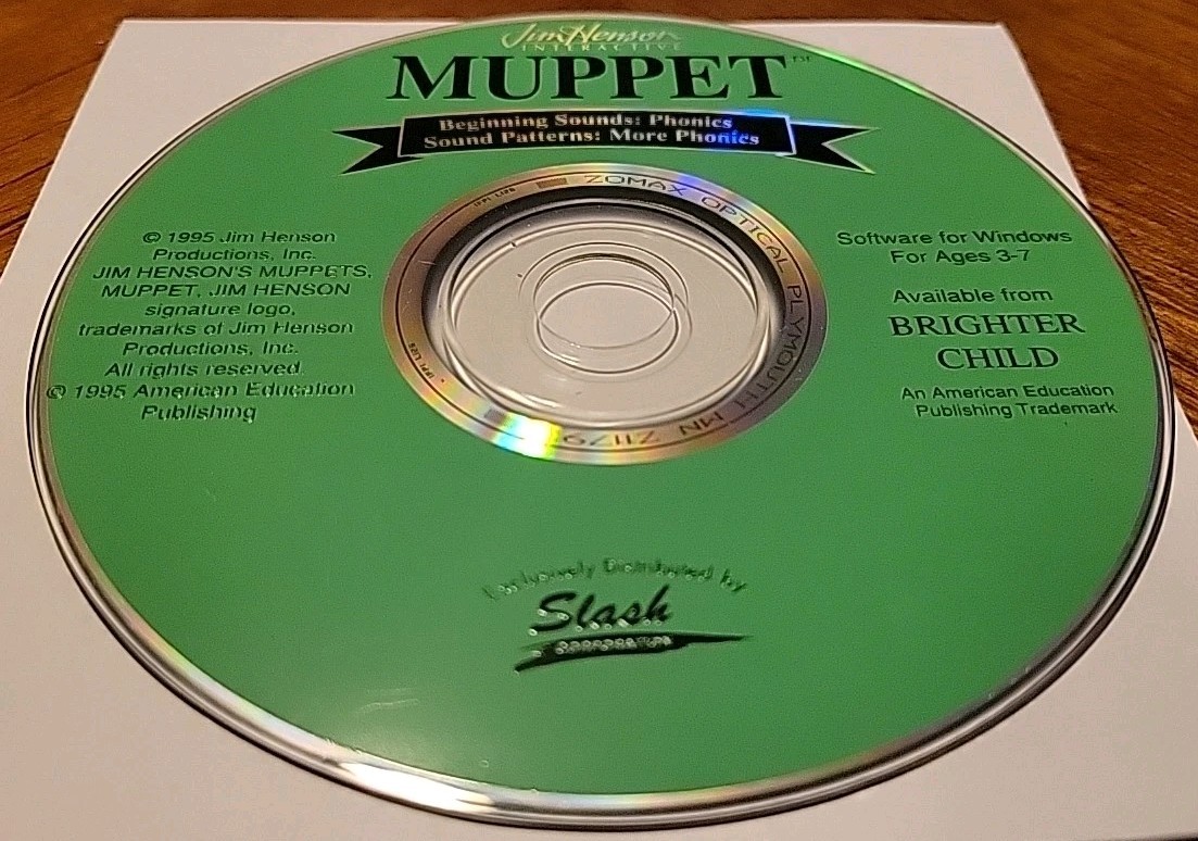 Jim Henson Interactive Muppet Brighter Child PC CD Rom Patterns Sounds Phonics
