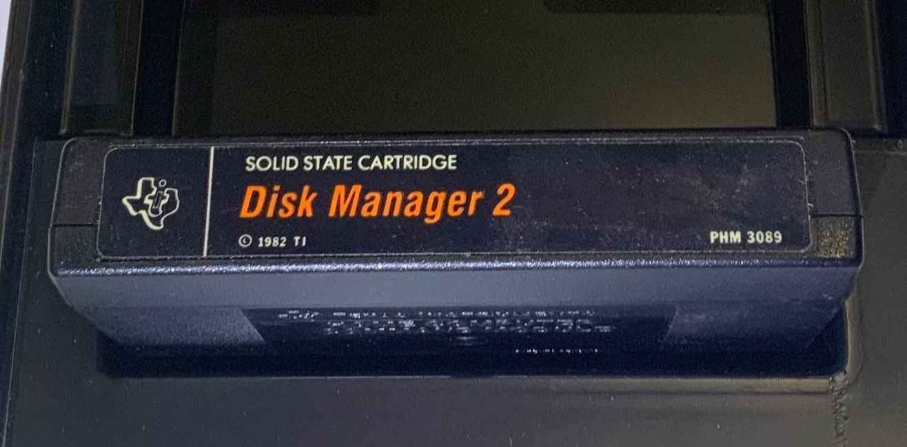 1982 Texas Instruments TI-99/4A Disk Manager 2 Cartridge Ti 99 No. PHM 3089