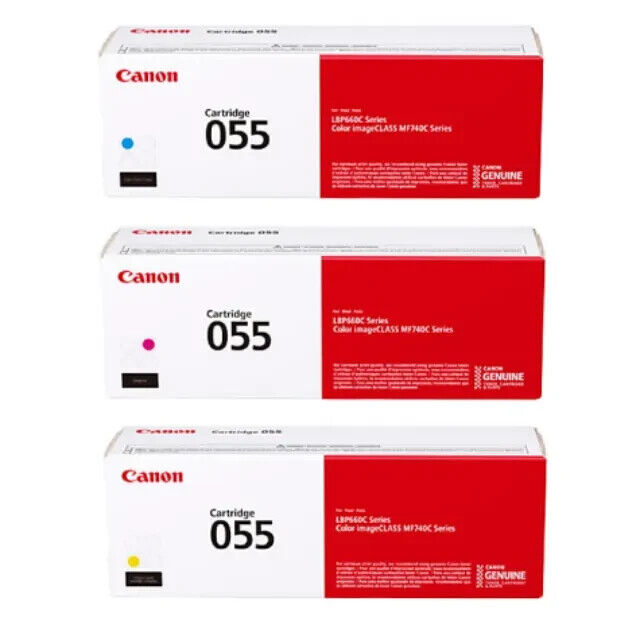 Canon 055 Cyan, Magenta, Yellow Toner Cartridges Combo, Pack Of 3