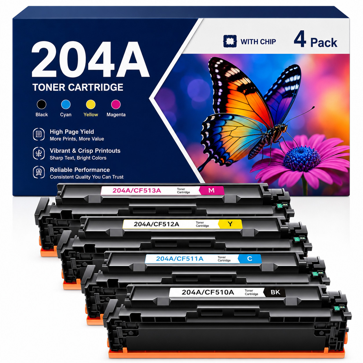 204A Toner Cartridge 4-Pack Compatible for HP Color LaserJet Pro MFP M180fw M181