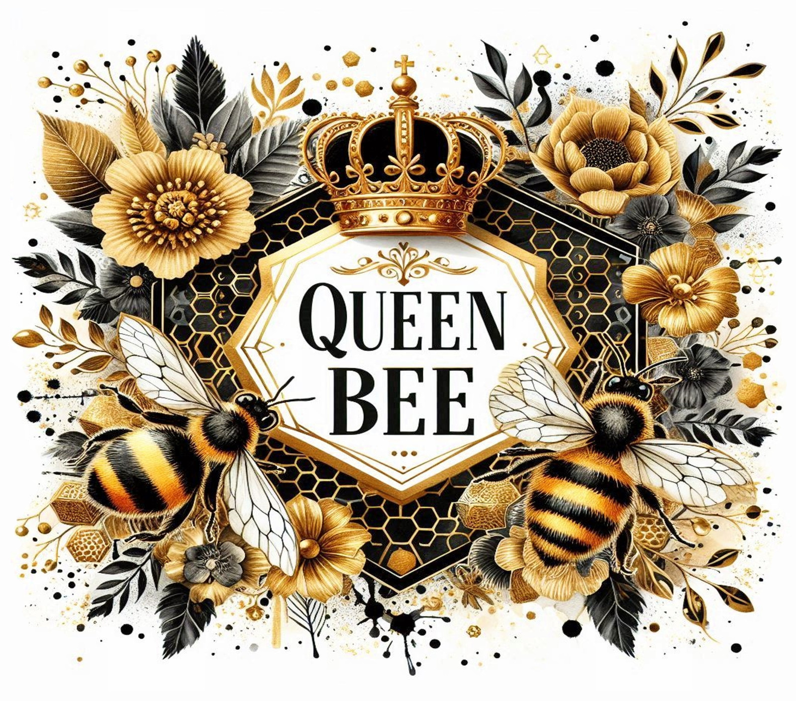 QUEEN BEE CROWN HIVE HONEY COMB FLORAL COMPUTER MOUSE PAD  9.25 x 7.75
