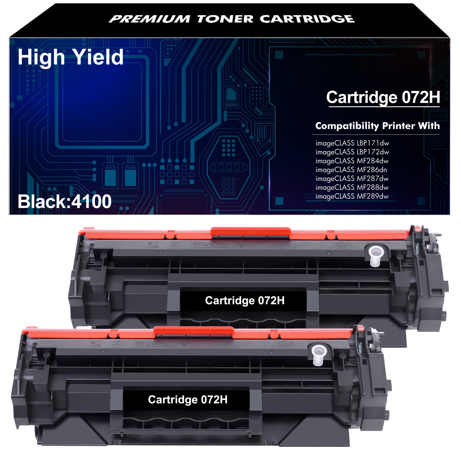 2PK Compatible 072H For Canon imageCLASS LBP172DW MF284DW Toner Cartridge