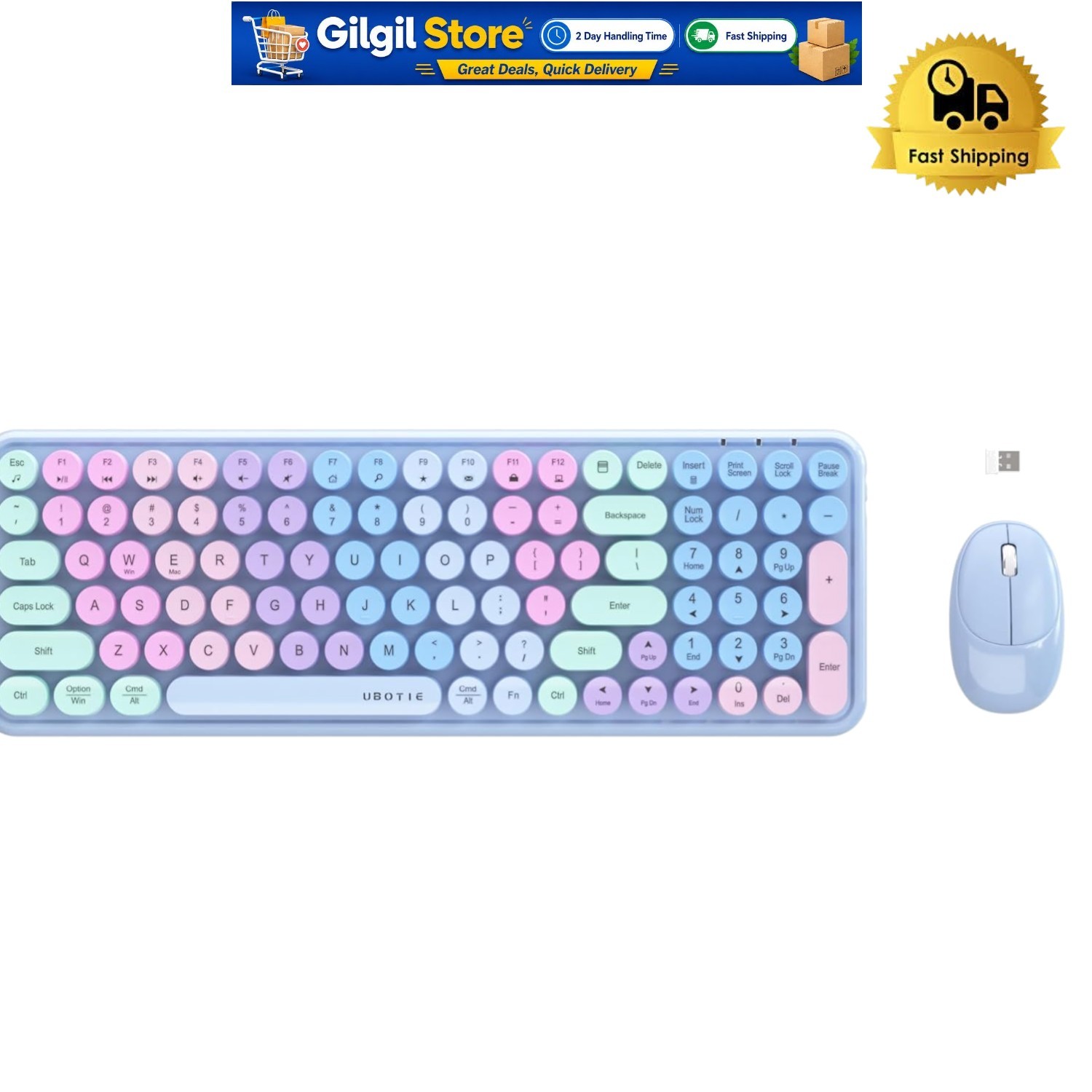 Retro Rainbow Wireless Keyboard and Mouse - Designed for Style & Productivity