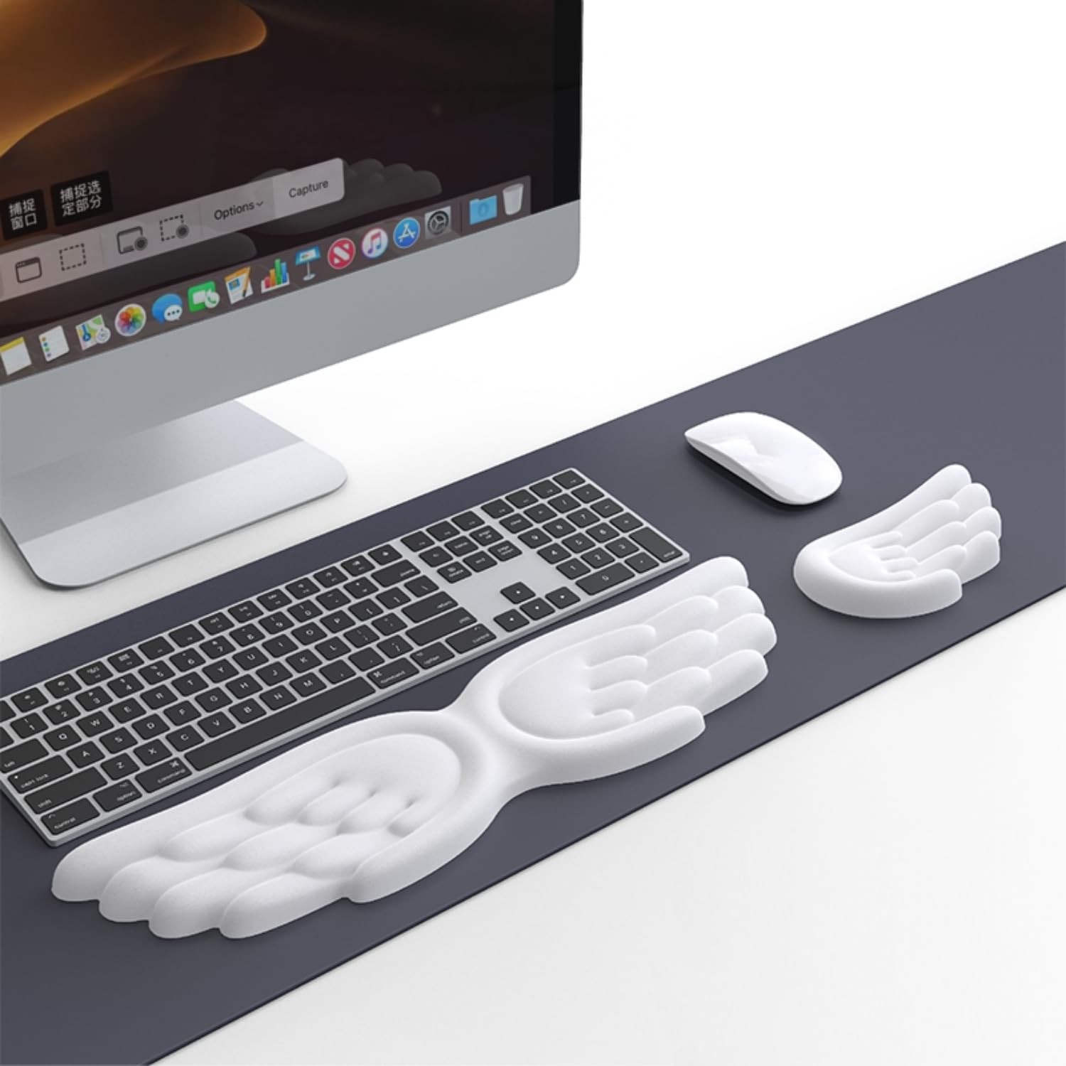 Angel Wing Wrist Rest Ergonomic Memory Foam Wrist Rest Keyboard Mouse Set