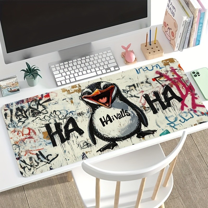 Large Electronic Sports Game Mouse Pad, Graffiti Penguin Art Street Trend Wind