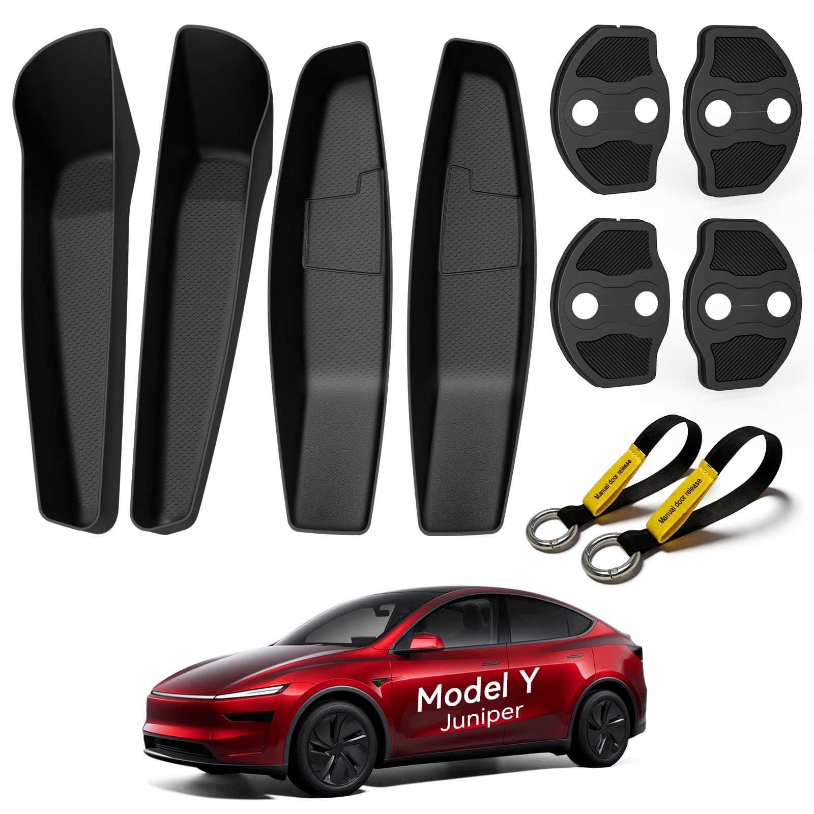 4-Piece Door Side Pocket Storage Box for Tesla New Model Y Juniper Accessorie...