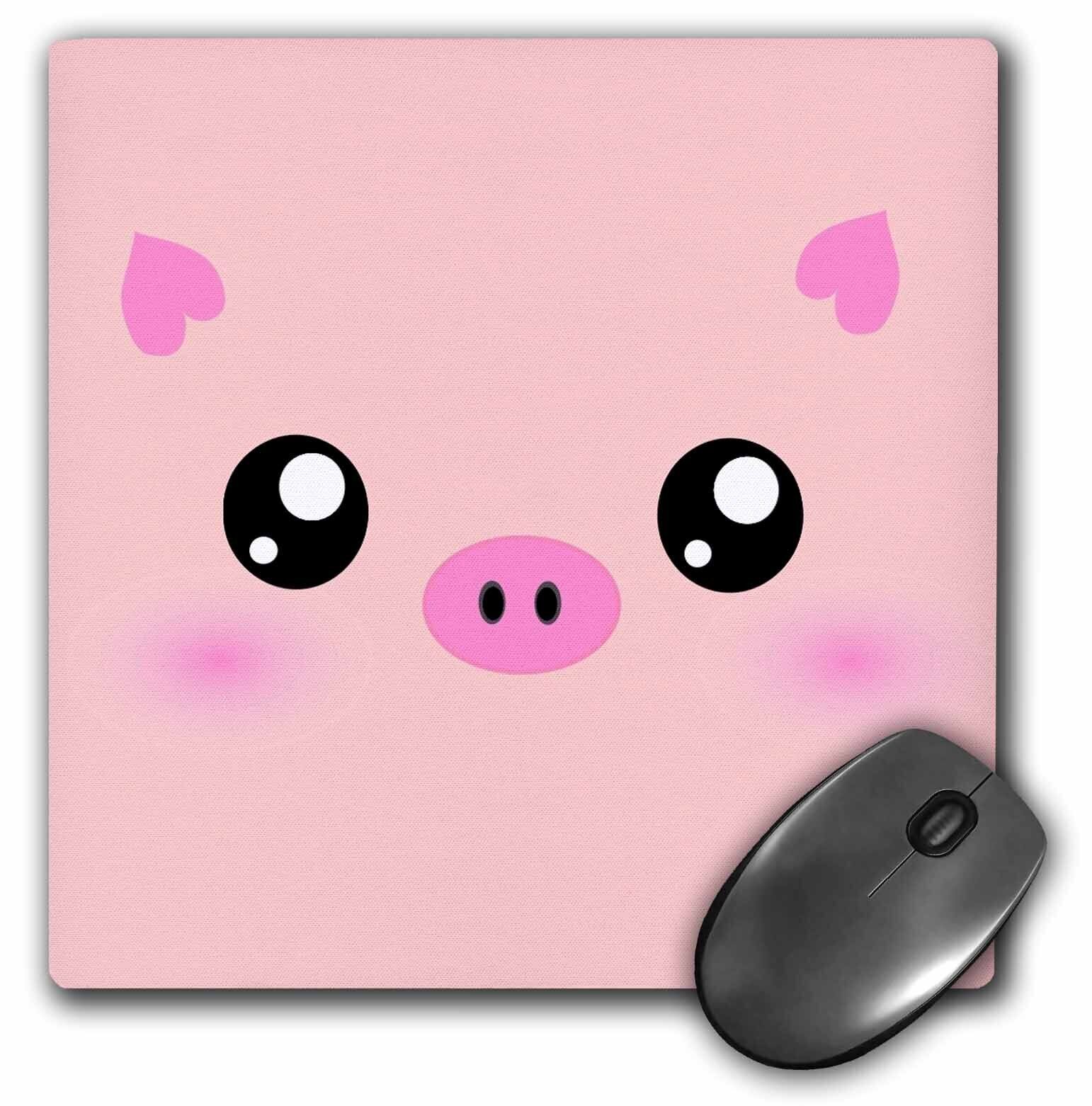3dRose Kawaii pig face - cute pink minimalist farm animal cartoon - nursery kids
