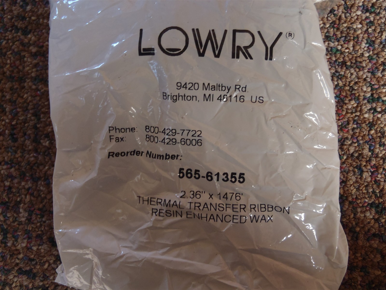 LOWRY CLEAN START PRINT HEAD CLEANER 60MM X 450M, 2.36" X 1476.4', 565-61355