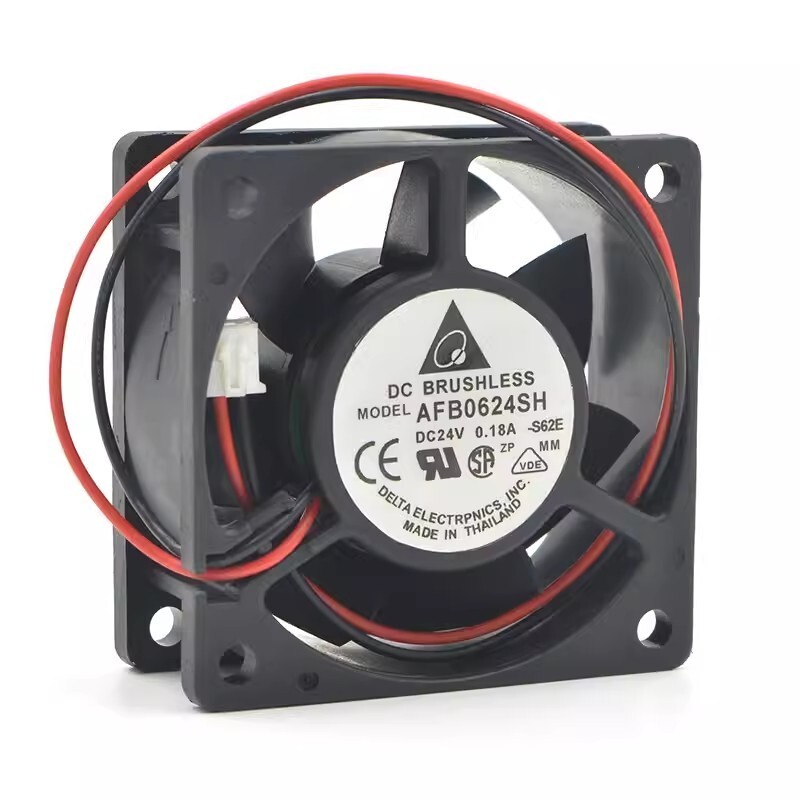 Delta AFB0624SH 6025 DC24V 0.21A 6CM 2-Wire Dual Ball Cooling Fan